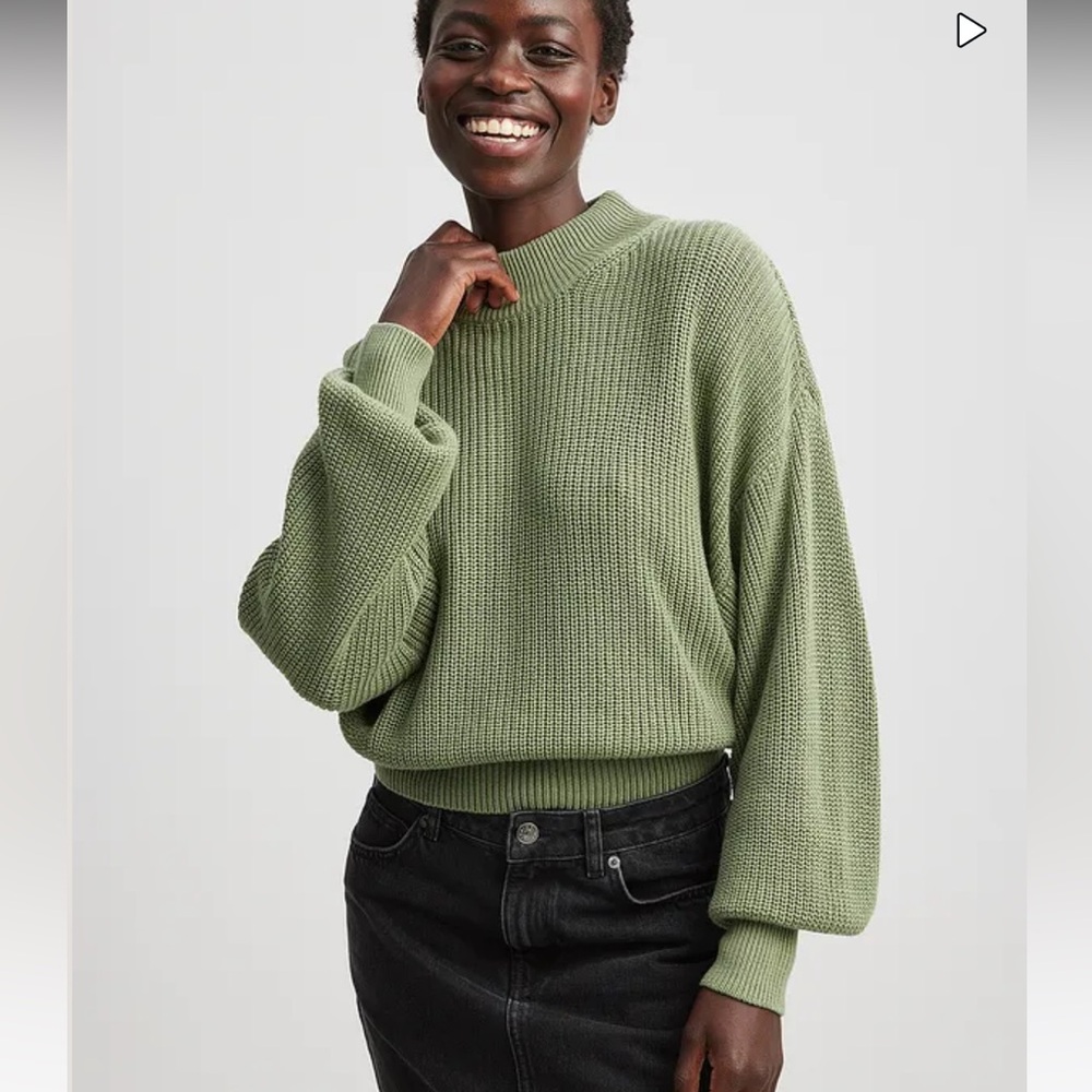 Volume Sleeve High Neck Knitted Sweater